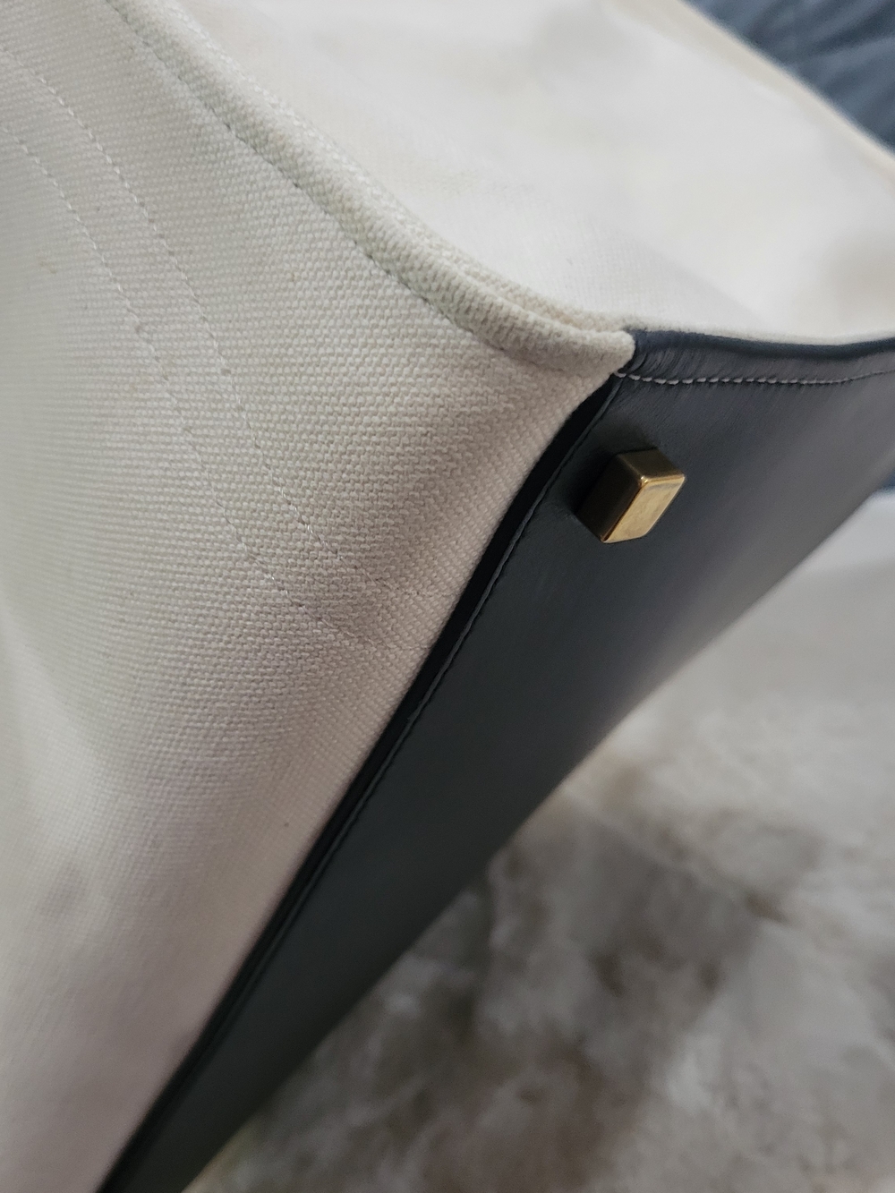 Celine Cream Canvas Tote with Black Trim - Picture 6 of 11